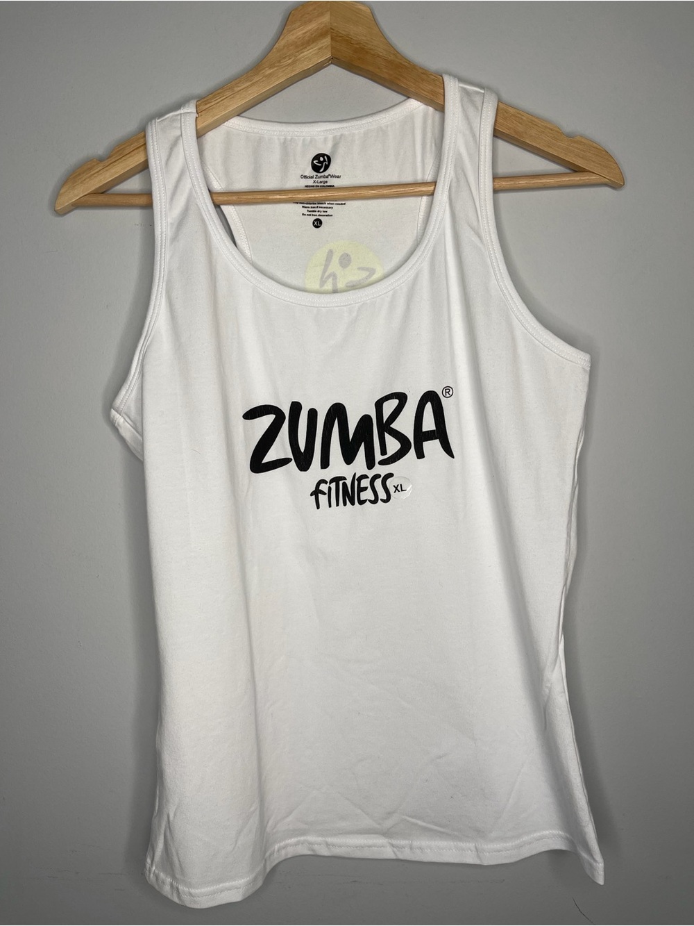 Women’s Zumba Fitness White‎ Tank Top with Black Logo X-Large XL
